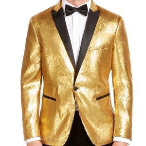Gold sequined tux jacket size 2xb